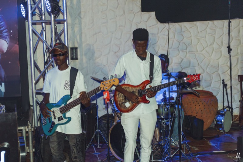 The live band on stage.